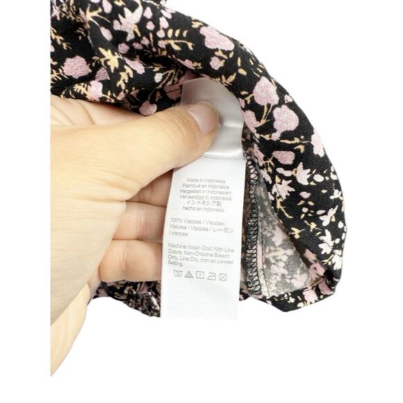 J. Crew Puff-Sleeve Drapey Crepe Top in Fall Garden Floral Black Pink Womens XL - Picture 5 of 10